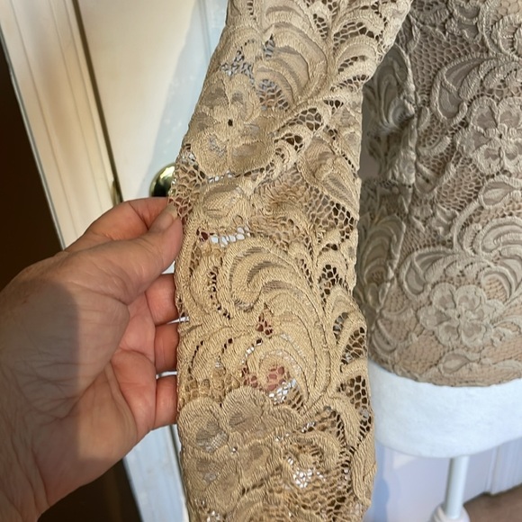 Ambiance Medium Tan Lace Dressy Top. Medium - Picture 5 of 7